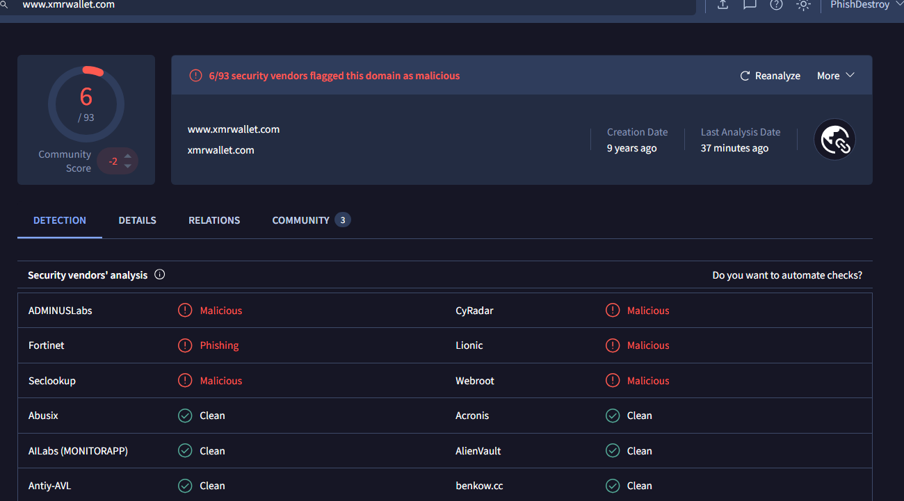 GitHub Issue #35 overview — xmrwallet.com Fake Monero Wallet (Server-Side TX Hijacking)